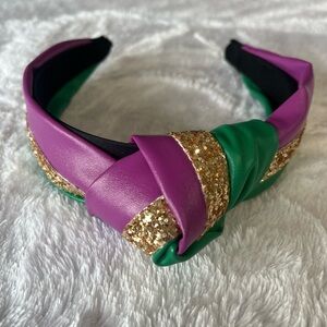 Purple and Green Headband with Gold Accents
